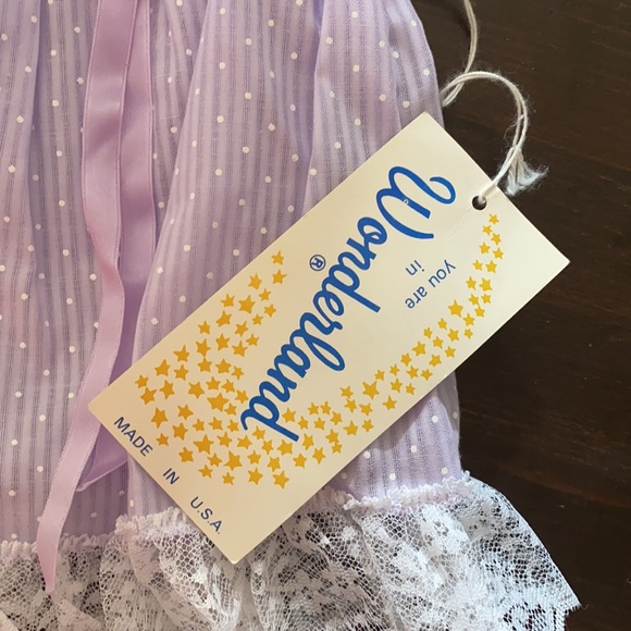 Vintage lavender light purple polka dot lace dress 12 months baby new ruffles - Picture 2 of 9